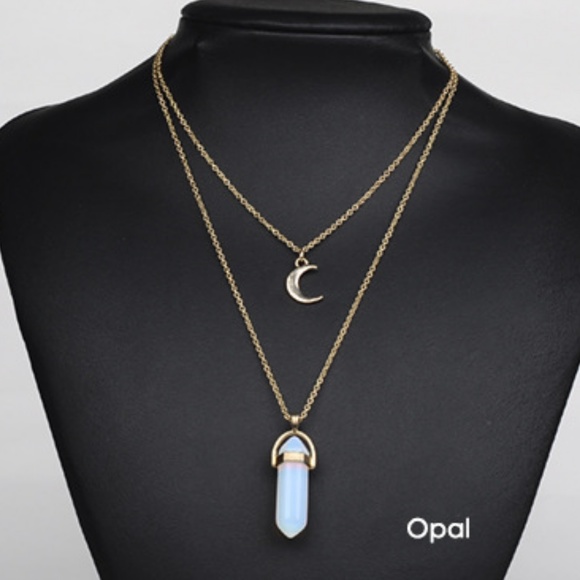 //CLEARANCE//Moon Crystal Layered Choker Necklace - Picture 6 of 8